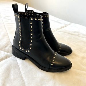 Azalea Wang Black Boots with Gold Studs